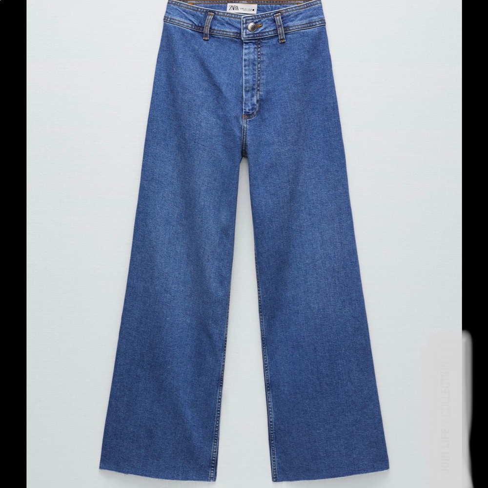 Zara Marine High Rise Wide Leg Jeans